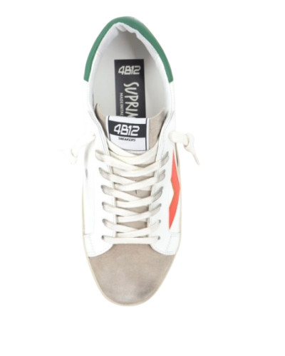 Sneaker uomo 4B12 in pelle bianco/ verde/ corda US25QB02 SUPRIME-U200