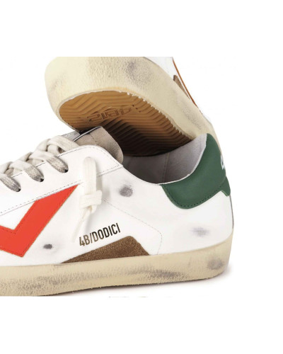 Sneaker uomo 4B12 in pelle bianco/ verde/ corda US25QB02 SUPRIME-U200