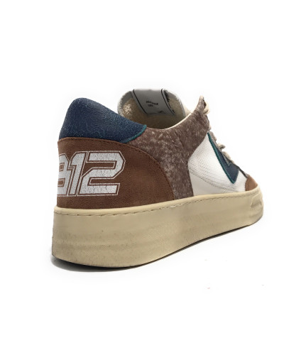 Scarpe uomo 4B12 sneakers marrone/blu US25QB07 KYLE-U102