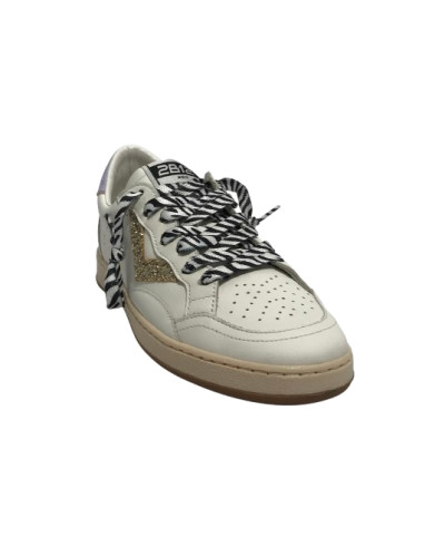Scarpe 2B12 sneaker JRPlay-128 pelle bianco/platino/lilla ZS25QB04