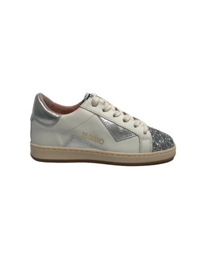 Scarpe 2B12 sneaker MiniSuprime-89 pelle bianco/argento ZS25QB02