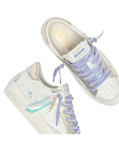 Sneaker donna Crime London Sk8 Deluxe heel in pelle white DS25CR04 20134PP7.10