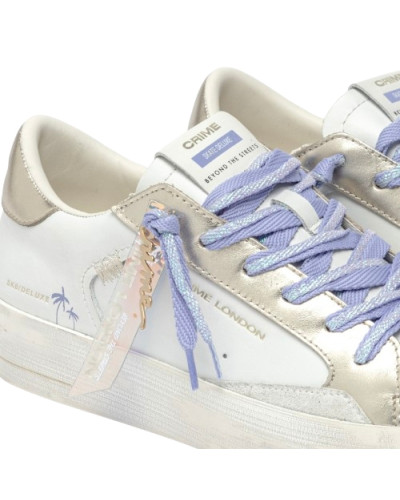 Sneaker donna Crime London Sk8 Deluxe heel in pelle white DS25CR04 20134PP7.10