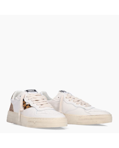 Scarpe donna 4B12 sneaker in pelle bianco/ gold / leo DS25QB10 HYPER-D834
