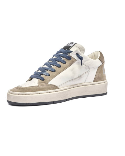 Scarpe uomo 4B12 sneakers in pelle bianco/ beige US25QB12 KYLE-U918