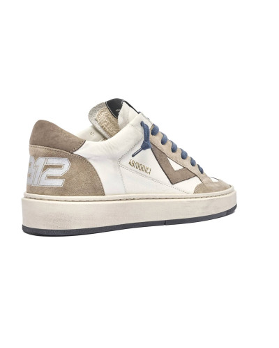 Scarpe uomo 4B12 sneakers in pelle bianco/ beige US25QB12 KYLE-U918