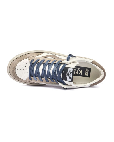 Scarpe uomo 4B12 sneakers in pelle bianco/ beige US25QB12 KYLE-U918