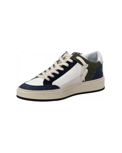 Scarpe uomo 4B12 sneakers in pelle bianco/ verde/ grigio US25QB13 KYLE-U916
