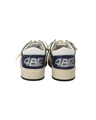 Scarpe uomo 4B12 sneakers in pelle bianco/ verde/ grigio US25QB13 KYLE-U916