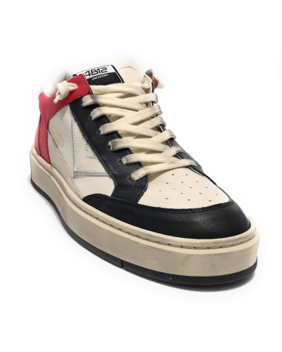 Scarpe uomo 4B12 sneakers in pelle bianco/ rosso/ nero US25QB10 KYLE-U920