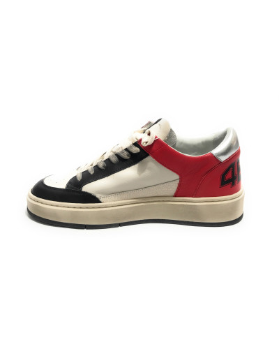 Scarpe uomo 4B12 sneakers in pelle bianco/ rosso/ nero US25QB10 KYLE-U920