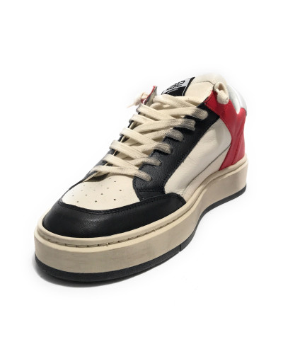 Scarpe uomo 4B12 sneakers in pelle bianco/ rosso/ nero US25QB10 KYLE-U920