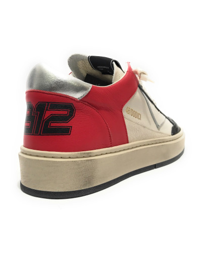 Scarpe uomo 4B12 sneakers in pelle bianco/ rosso/ nero US25QB10 KYLE-U920