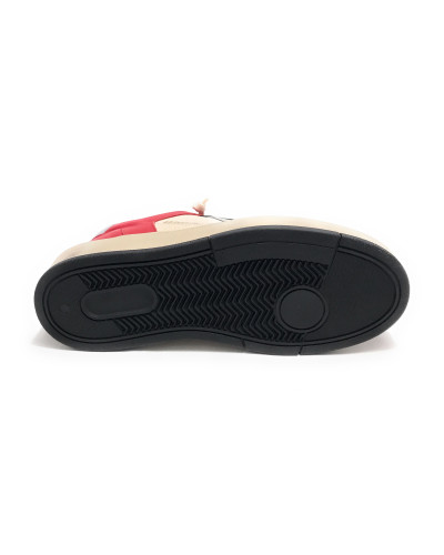 Scarpe uomo 4B12 sneakers in pelle bianco/ rosso/ nero US25QB10 KYLE-U920