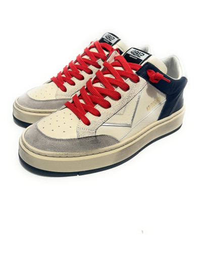 Scarpe uomo 4B12 sneakers in pelle blu/ bianco/ verde US25QB11 KYLE-U922