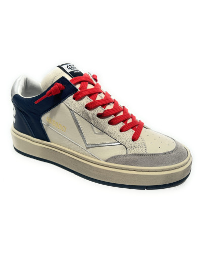 Scarpe uomo 4B12 sneakers in pelle blu/ bianco/ verde US25QB11 KYLE-U922