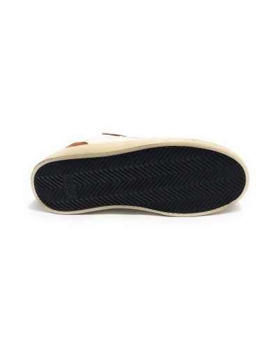Scarpe uomo 4B12 sneakers in pelle bianco/ marrone US25QB15 HYPER-U940