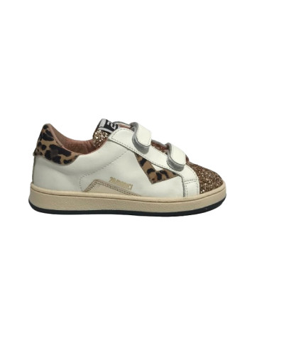 Scarpe bambino 2B12 sneaker con strap Babysuprime-W74 pelle bianco/leo ZS25QB07
