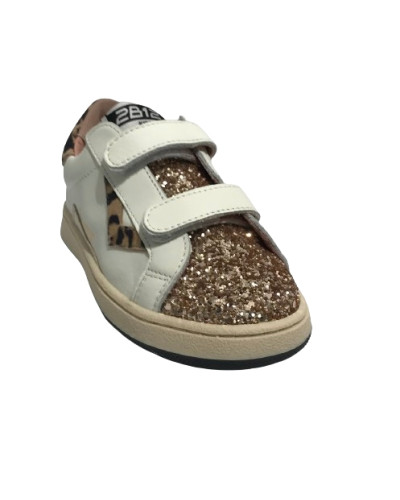 Scarpe bambino 2B12 sneaker con strap Babysuprime-W74 pelle bianco/leo ZS25QB07