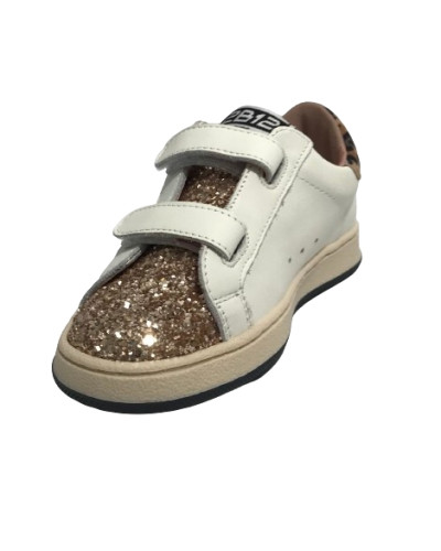 Scarpe bambino 2B12 sneaker con strap Babysuprime-W74 pelle bianco/leo ZS25QB07