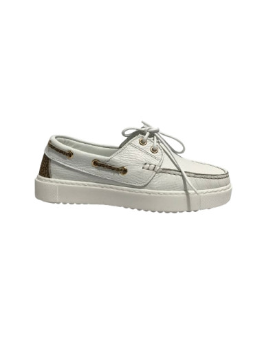 Scarpe donna Borbonese mocassino in pelle white/OP natural DS25BO04 91040022