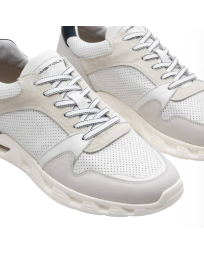 Scarpe uomo Ambitious 13448A sneakers in pelle/tessuto bianco US24AM15