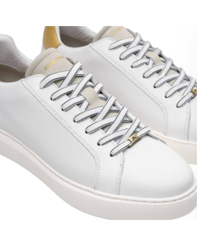 Scarpe uomo Ambitious 10634A-6949AM sneakers in pelle bianco / beige fondo alto US24AM16