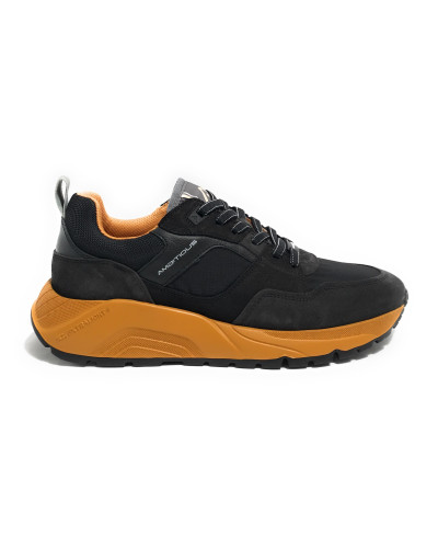 Scarpe uomo Ambitious sneaker pelle scamosciata e tessuto black U25AM20 13395-T4459AM