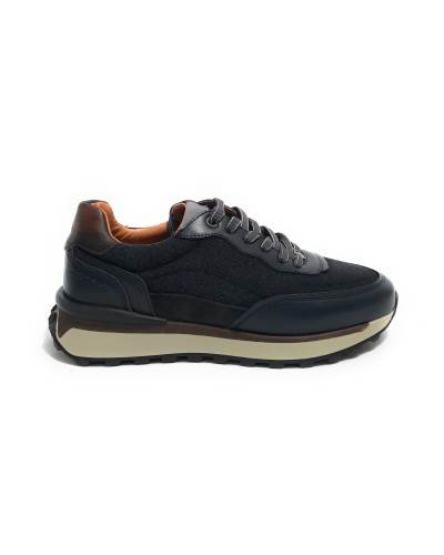 Scarpe uomo Ambitious sneaker pelle e tessuto navy U25AM22 13689-6553AM