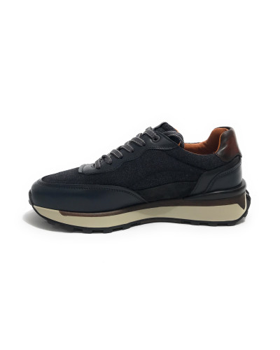 Scarpe uomo Ambitious sneaker pelle e tessuto navy U25AM22 13689-6553AM