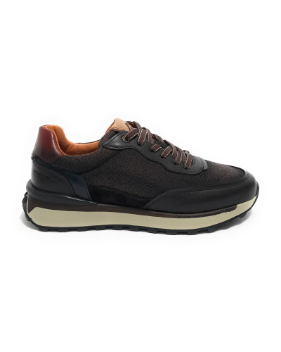 Scarpe uomo Ambitious sneaker pelle e tessuto testa di moro U25AM21 13689-6565AM