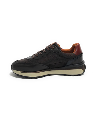 Scarpe uomo Ambitious sneaker pelle e tessuto testa di moro U25AM21 13689-6565AM