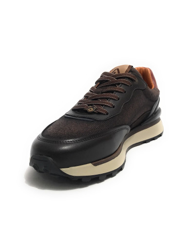 Scarpe uomo Ambitious sneaker pelle e tessuto testa di moro U25AM21 13689-6565AM