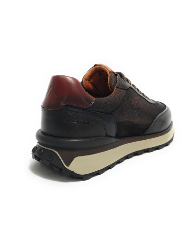 Scarpe uomo Ambitious sneaker pelle e tessuto testa di moro U25AM21 13689-6565AM