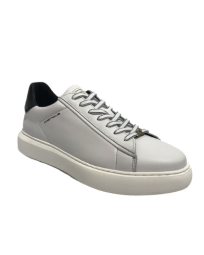 Scarpe uomo Ambitious 11677 sneakers in pelle bianco/ nero fondo alto US23AM02