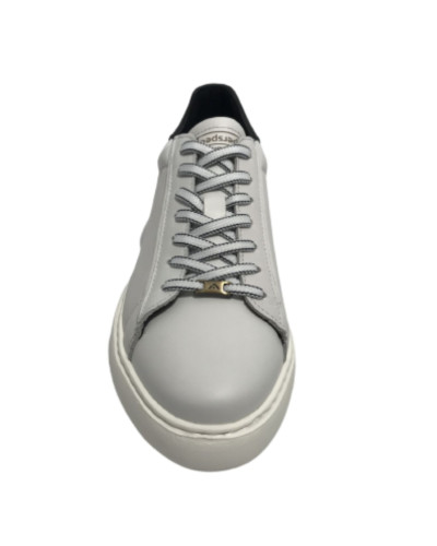 Scarpe uomo Ambitious 11677 sneakers in pelle bianco/ nero fondo alto US23AM02