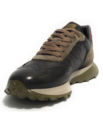 Scarpe uomo Ambitious 11752A sneaker running nero combi pelle/ nylon U24AM02