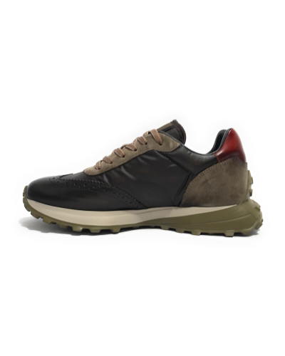 Scarpe uomo Ambitious 11752A sneaker running nero combi pelle/ nylon U24AM02