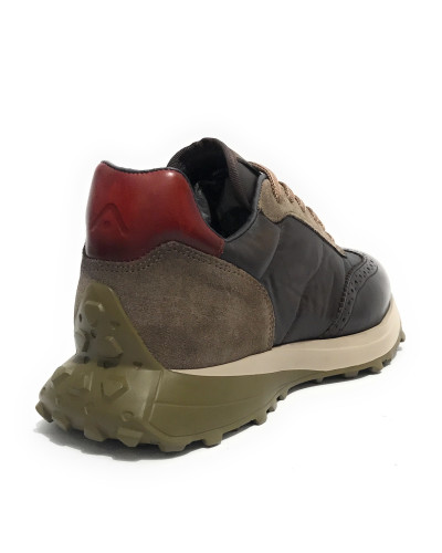 Scarpe uomo Ambitious 11752A sneaker running nero combi pelle/ nylon U24AM02