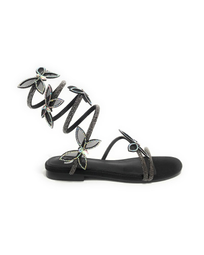 Scarpe donna Gold&gold sandalo con strass nero DS25GG26 GH52