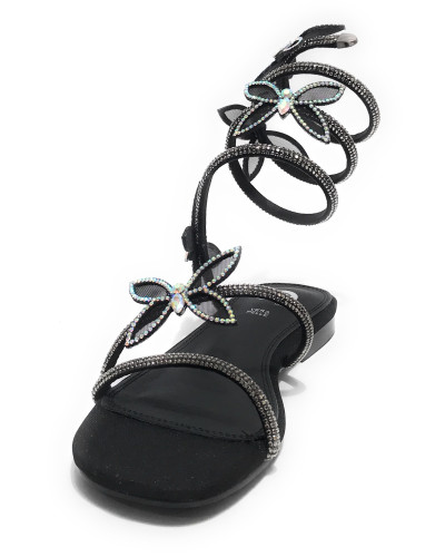 Scarpe donna Gold&gold sandalo con strass nero DS25GG26 GH52