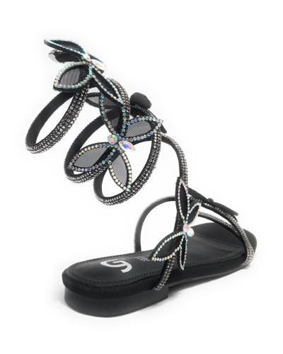 Scarpe donna Gold&gold sandalo con strass nero DS25GG26 GH52