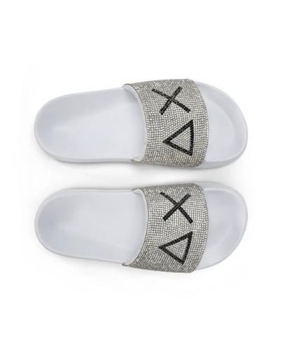 Slippers logo strass Sun68 bianco 01 girl's ZS25SU23 X35405