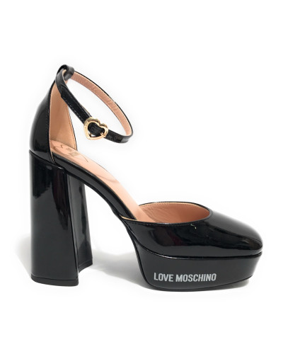 Scarpe donna Love Moschino sandalo plateau TC 115 vernice nero DS25MO11 JA1028