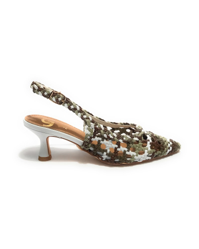 Scarpe donna sandalo Gold&gold caffè/verde/bianco DS25GG47 GD246