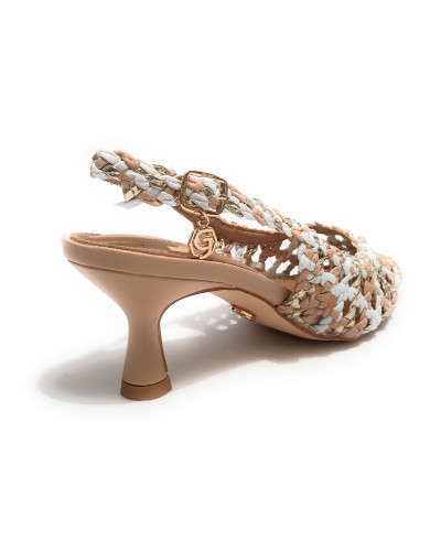 Scarpe donna sandalo Gold&gold nude/bianco/oro DS25GG46 GD246