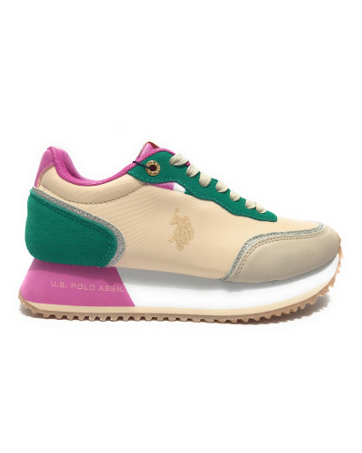 Scarpe U.S. POLO Donna sneaker Sacha007 light beige/ green DS25UP09