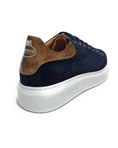 Scarpe uomo Harris Sport sneakers in pelle scamosciata ink blue/ shade lino U17HA191 PAUL/22