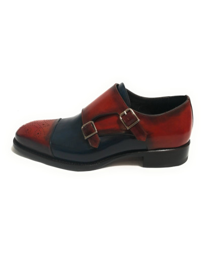 Scarpe uomo Harris doppia fibbia vegas bicolore arancio/ blu U17HA95