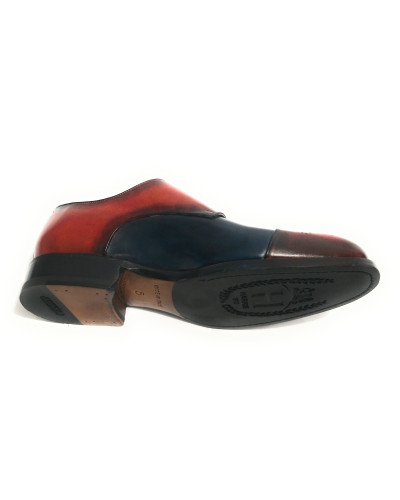 Scarpe uomo Harris doppia fibbia vegas bicolore arancio/ blu U17HA95